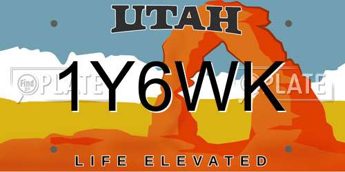 1Y6WK Utah License Plate