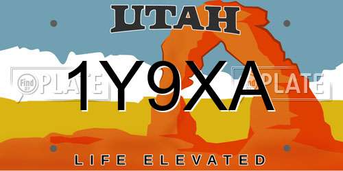 1Y9XA Utah License Plate