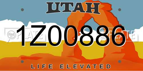 1Z00886 Utah License Plate
