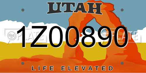1Z00890 Utah License Plate