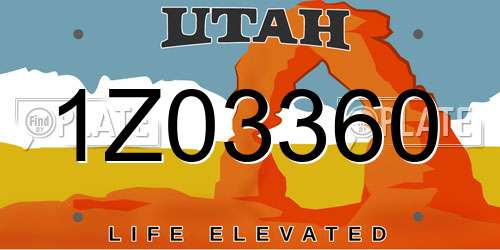 1Z03360 Utah License Plate