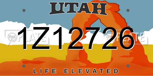 1Z12726 Utah License Plate