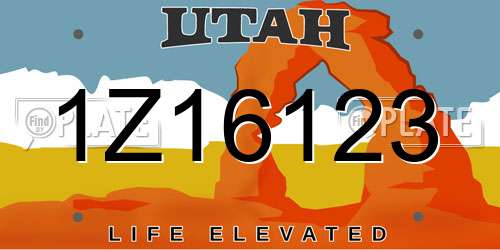 1Z16123 Utah License Plate