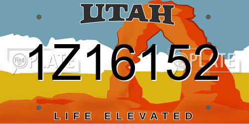 1Z16152 Utah License Plate