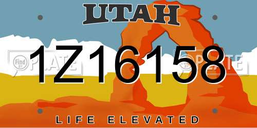 1Z16158 Utah License Plate