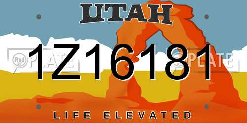 1Z16181 Utah License Plate