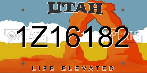 1Z16182 Utah License Plate