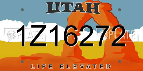 1Z16272 Utah License Plate