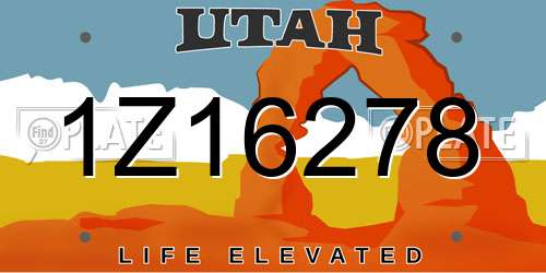 1Z16278 Utah License Plate