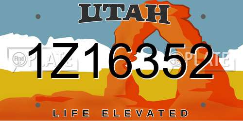 1Z16352 Utah License Plate