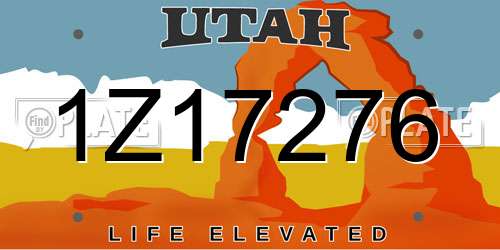 1Z17276 Utah License Plate