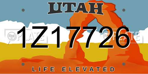 1Z17726 Utah License Plate