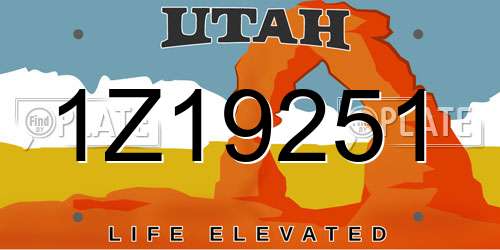 1Z19251 Utah License Plate