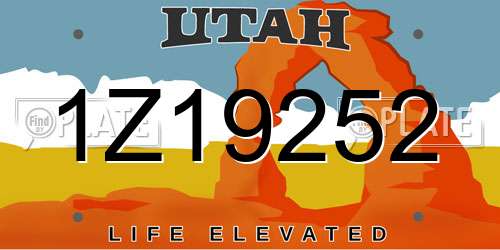 1Z19252 Utah License Plate