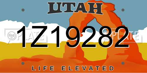 1Z19282 Utah License Plate