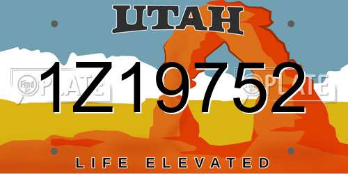 1Z19752 Utah License Plate