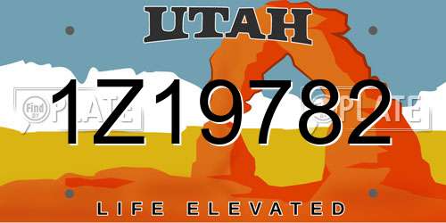 1Z19782 Utah License Plate
