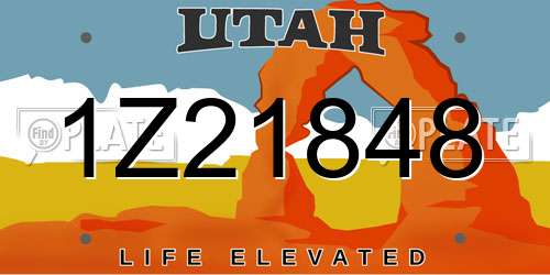 1Z21848 Utah License Plate