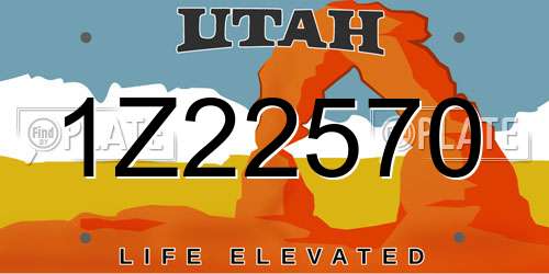 1Z22570 Utah License Plate