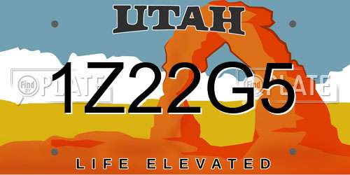1Z22G5 Utah License Plate