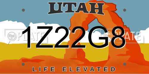 1Z22G8 Utah License Plate