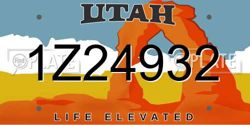 1Z24932 Utah License Plate