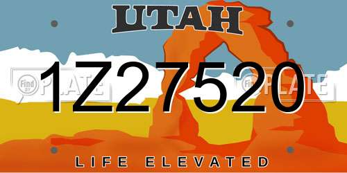 1Z27520 Utah License Plate