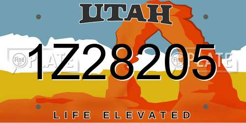 1Z28205 Utah License Plate