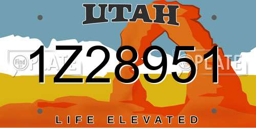 1Z28951 Utah License Plate