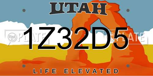 1Z32D5 Utah License Plate