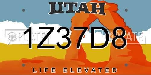 1Z37D8 Utah License Plate