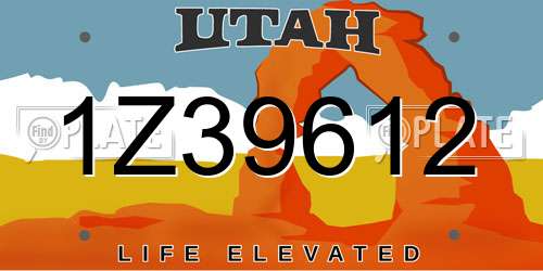 1Z39612 Utah License Plate