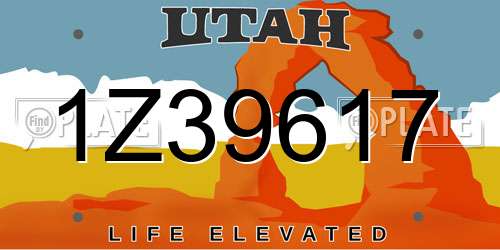 1Z39617 Utah License Plate