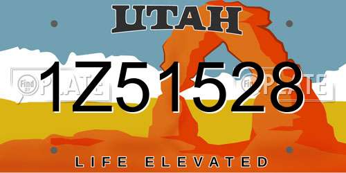 1Z51528 Utah License Plate