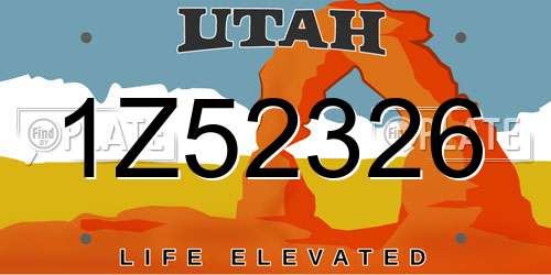 1Z52326 Utah License Plate