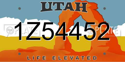 1Z54452 Utah License Plate
