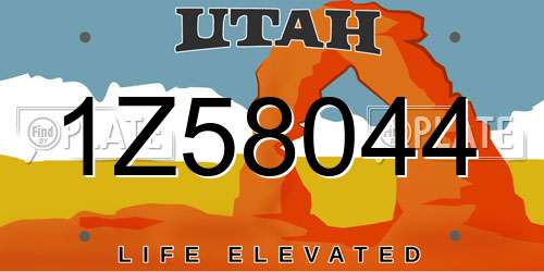 1Z58044 Utah License Plate
