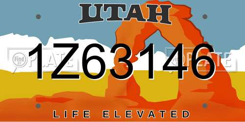 1Z63146 Utah License Plate