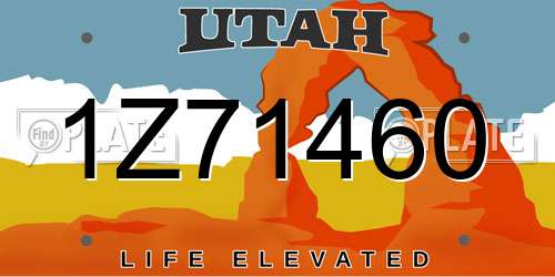 1Z71460 Utah License Plate