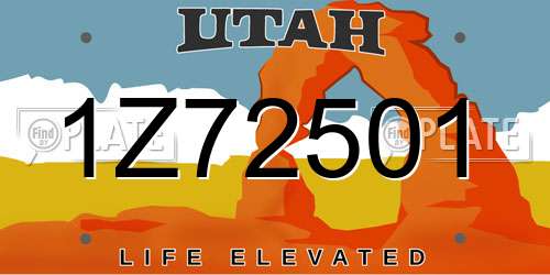 1Z72501 Utah License Plate