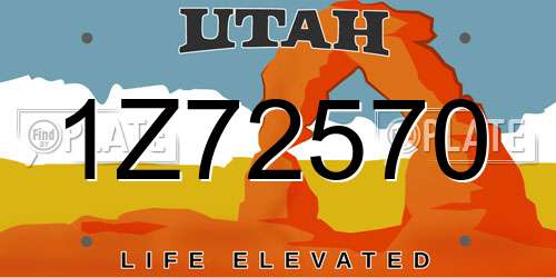1Z72570 Utah License Plate
