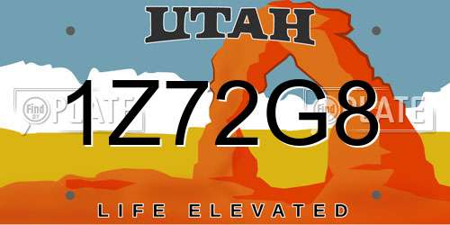 1Z72G8 Utah License Plate