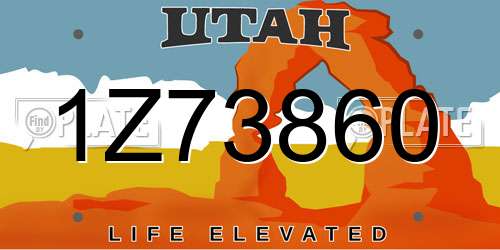 1Z73860 Utah License Plate