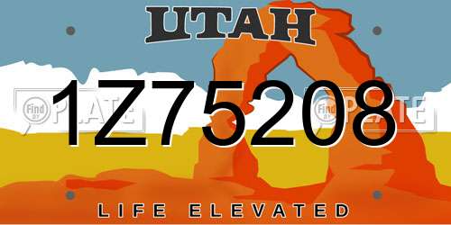 1Z75208 Utah License Plate