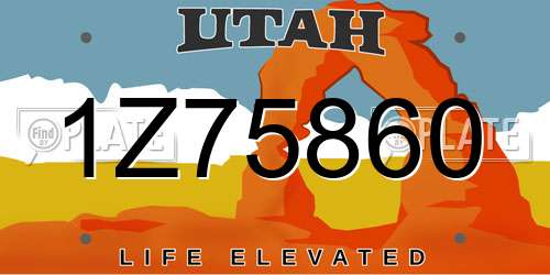 1Z75860 Utah License Plate