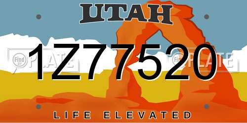 1Z77520 Utah License Plate