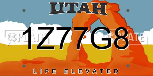 1Z77G8 Utah License Plate