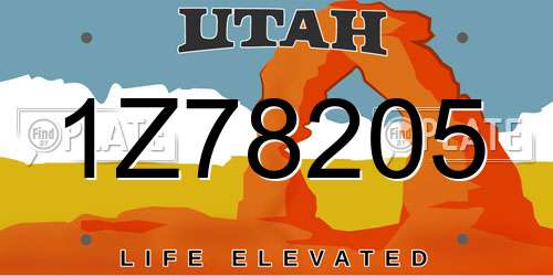 1Z78205 Utah License Plate