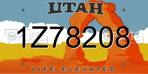 1Z78208 Utah License Plate
