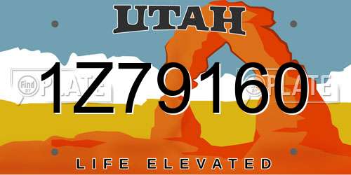 1Z79160 Utah License Plate